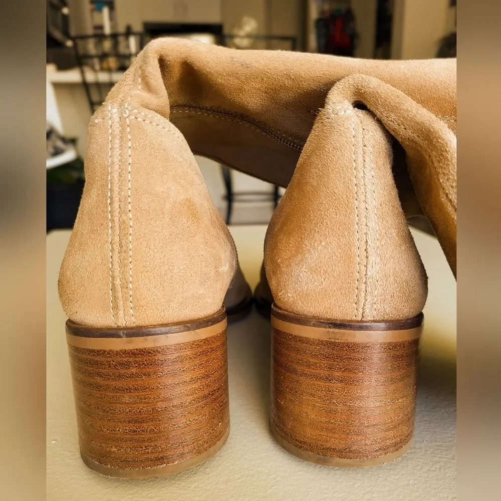 Bronx Suede Ankle Boots – Tan Stacked Heel